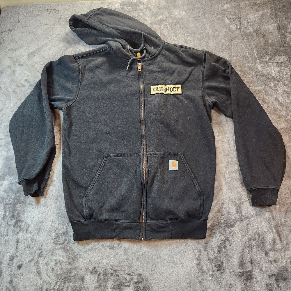Carhartt X Old Overholt Whiskey Hoodie Mens Medium Black Original Fit Full Zip